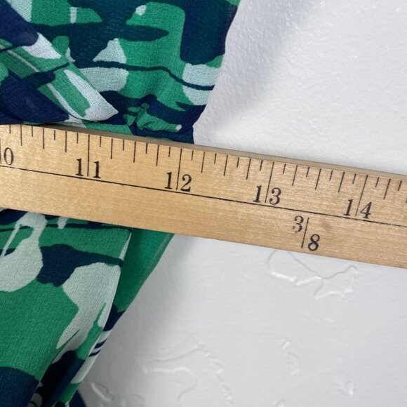 Banana‎ Republic Green Floral Wrap Dress Size 6 Sleeveless Polyester Lined - Picture 10 of 11